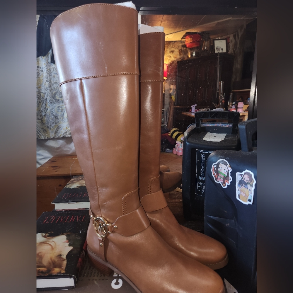 Michael Kors Tan Leather Over the Knee Boots